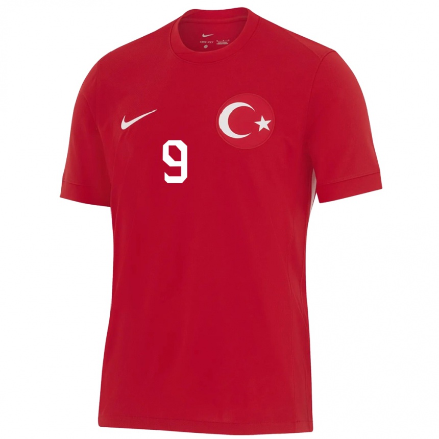 נשים כדורגל טורקיה Poyraz Yıldırım #9 אָדוֹם הרחק ג'רזי 24-26