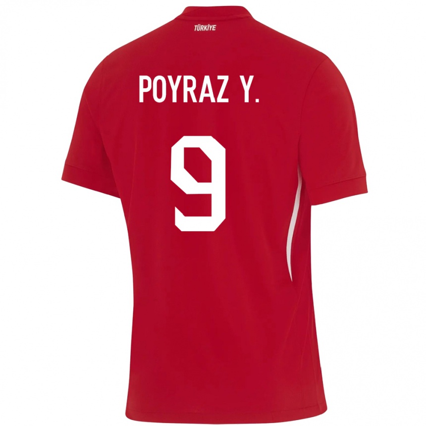 נשים כדורגל טורקיה Poyraz Yıldırım #9 אָדוֹם הרחק ג'רזי 24-26