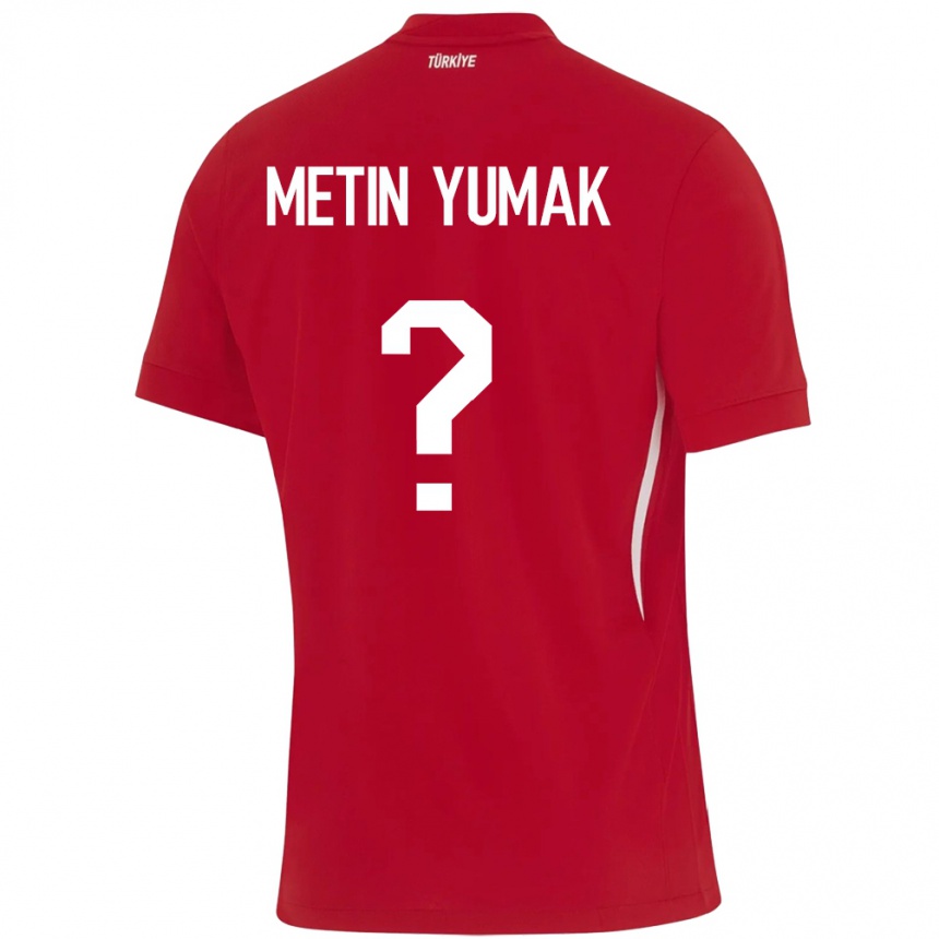 נשים כדורגל טורקיה Yiğit Metin Yumak #0 אָדוֹם הרחק ג'רזי 24-26