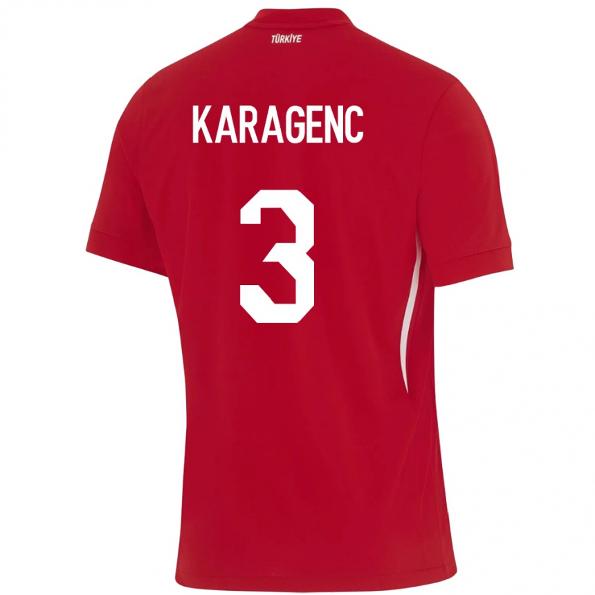 נשים כדורגל טורקיה Didem Karagenç #3 אָדוֹם הרחק ג'רזי 24-26