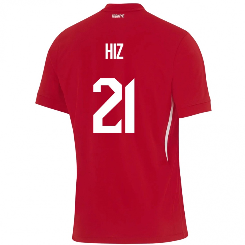 נשים כדורגל טורקיה Gülbin Hız #21 אָדוֹם הרחק ג'רזי 24-26