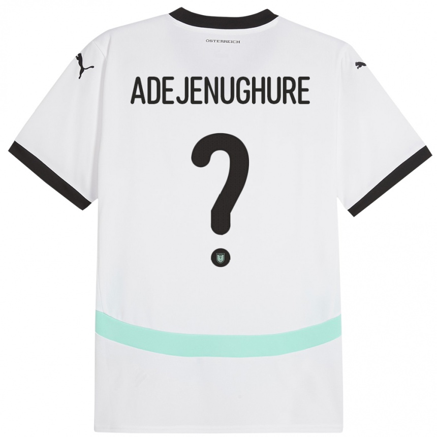 נשים כדורגל אוסטריה Oghenetejiri Adejenughure #0 לבן הרחק ג'רזי 24-26