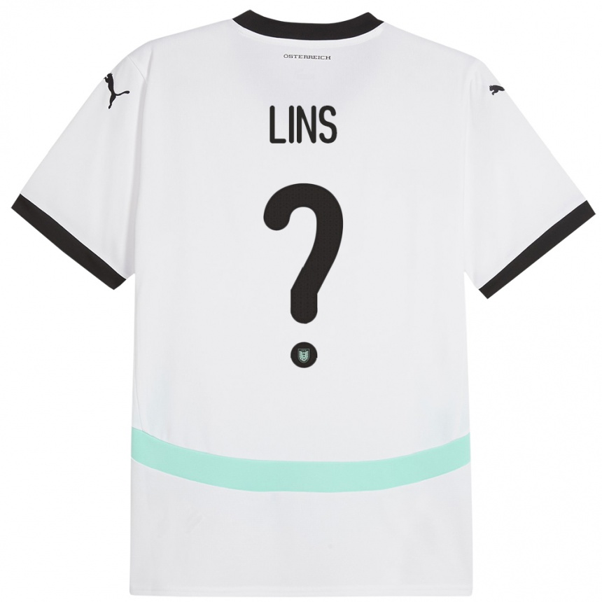 נשים כדורגל אוסטריה Jonas Lins #0 לבן הרחק ג'רזי 24-26