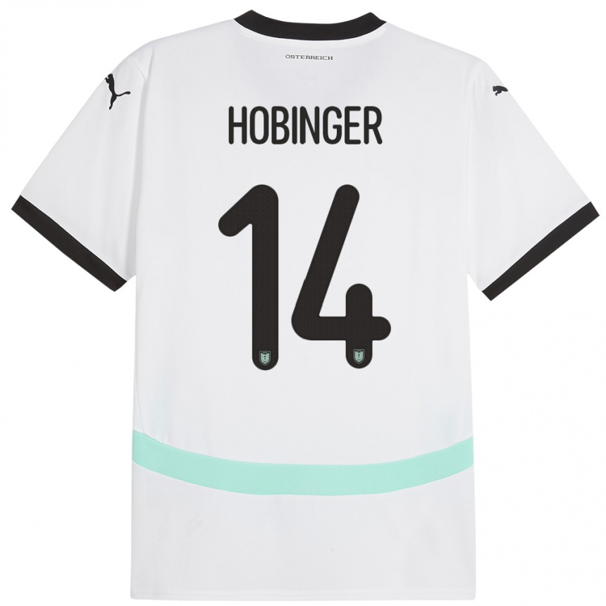 נשים כדורגל אוסטריה Marie Höbinger #14 לבן הרחק ג'רזי 24-26