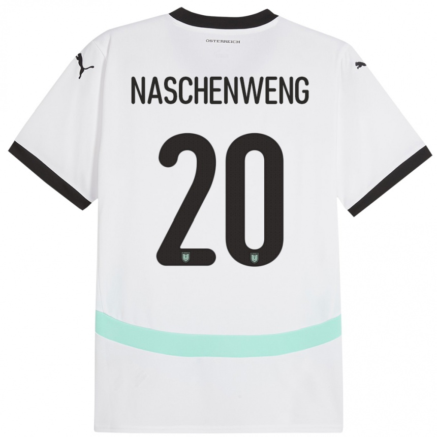 נשים כדורגל אוסטריה Katharina Naschenweng #20 לבן הרחק ג'רזי 24-26