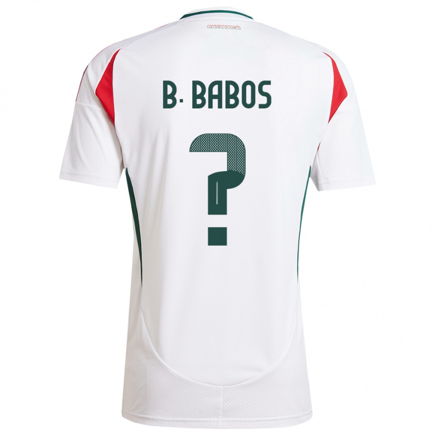 נשים כדורגל הונגריה Bence Babos #0 לבן הרחק ג'רזי 24-26