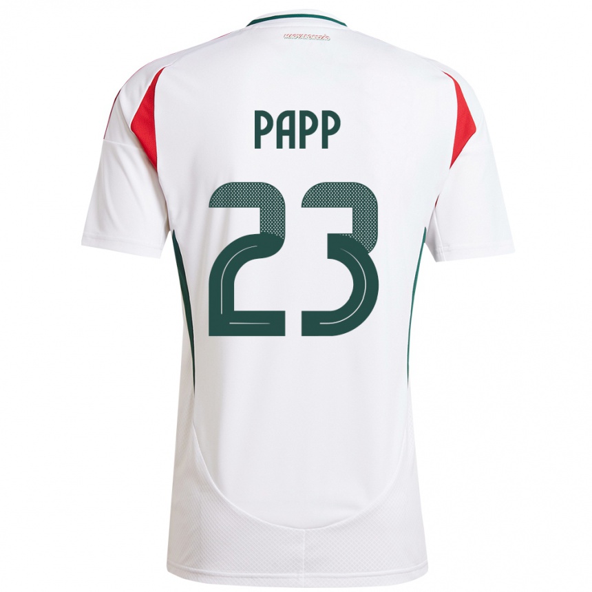 נשים כדורגל הונגריה Luca Papp #23 לבן הרחק ג'רזי 24-26