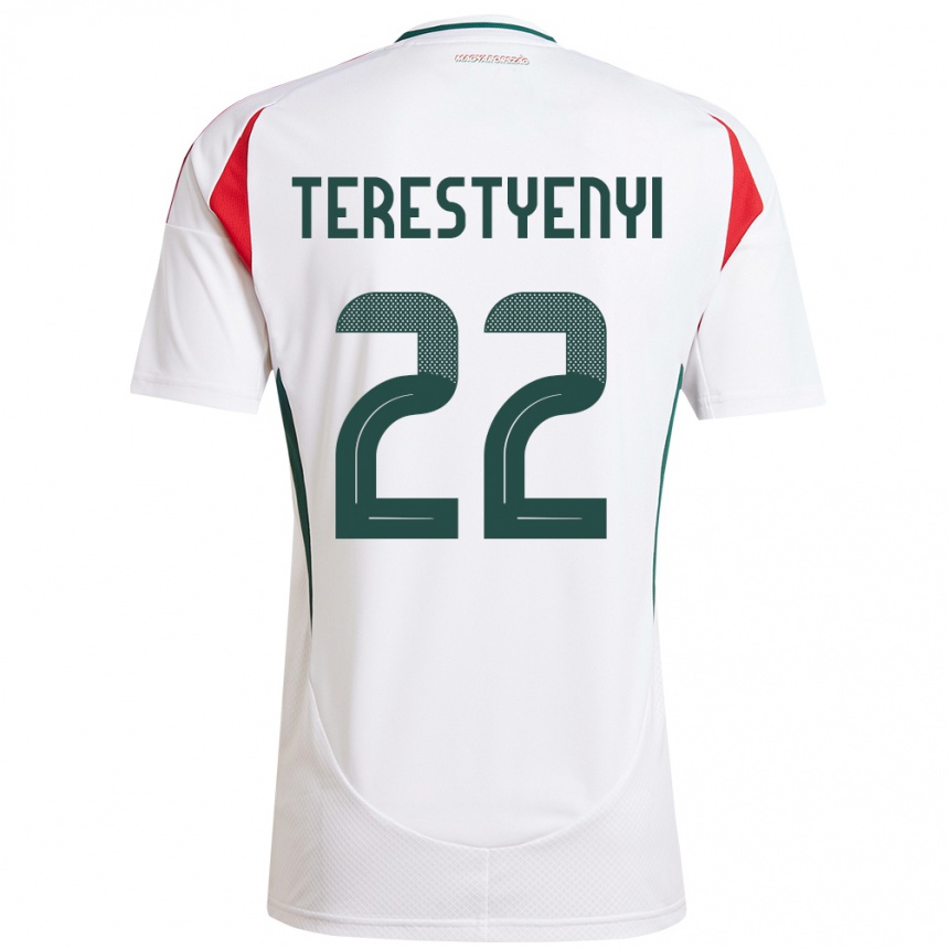 נשים כדורגל הונגריה Anna Terestyényi #22 לבן הרחק ג'רזי 24-26