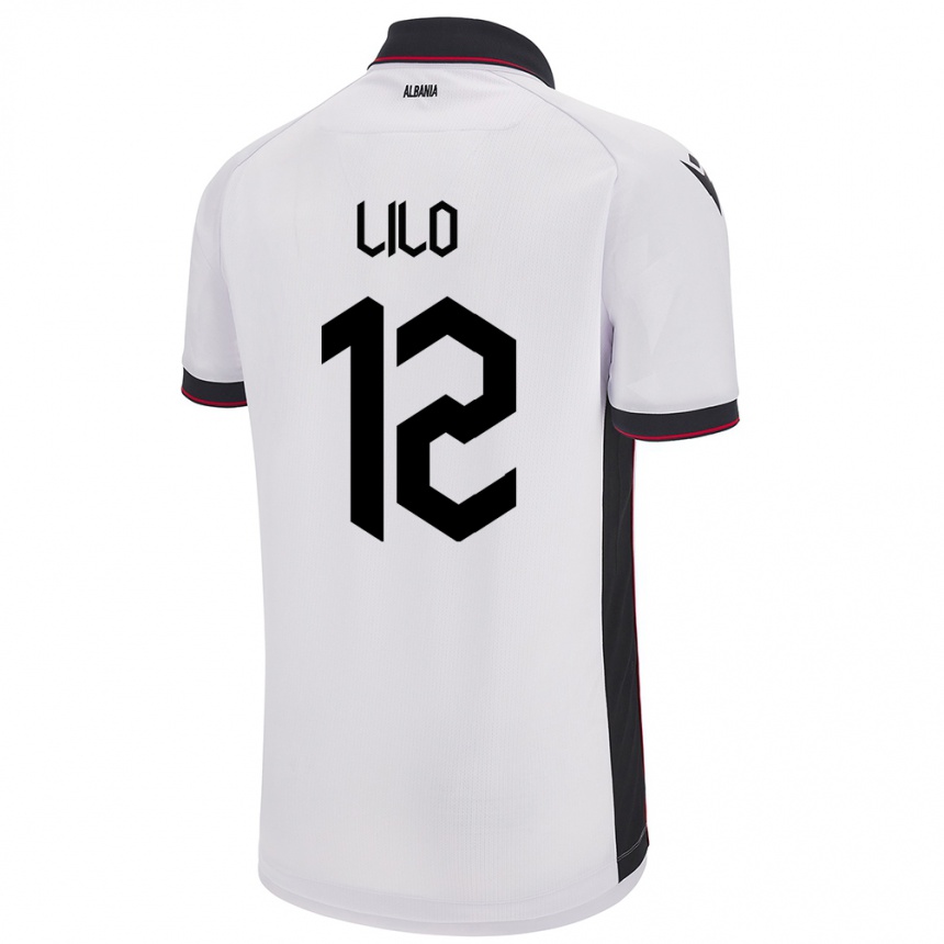 נשים כדורגל אלבניה Klidman Lilo #12 לבן הרחק ג'רזי 24-26
