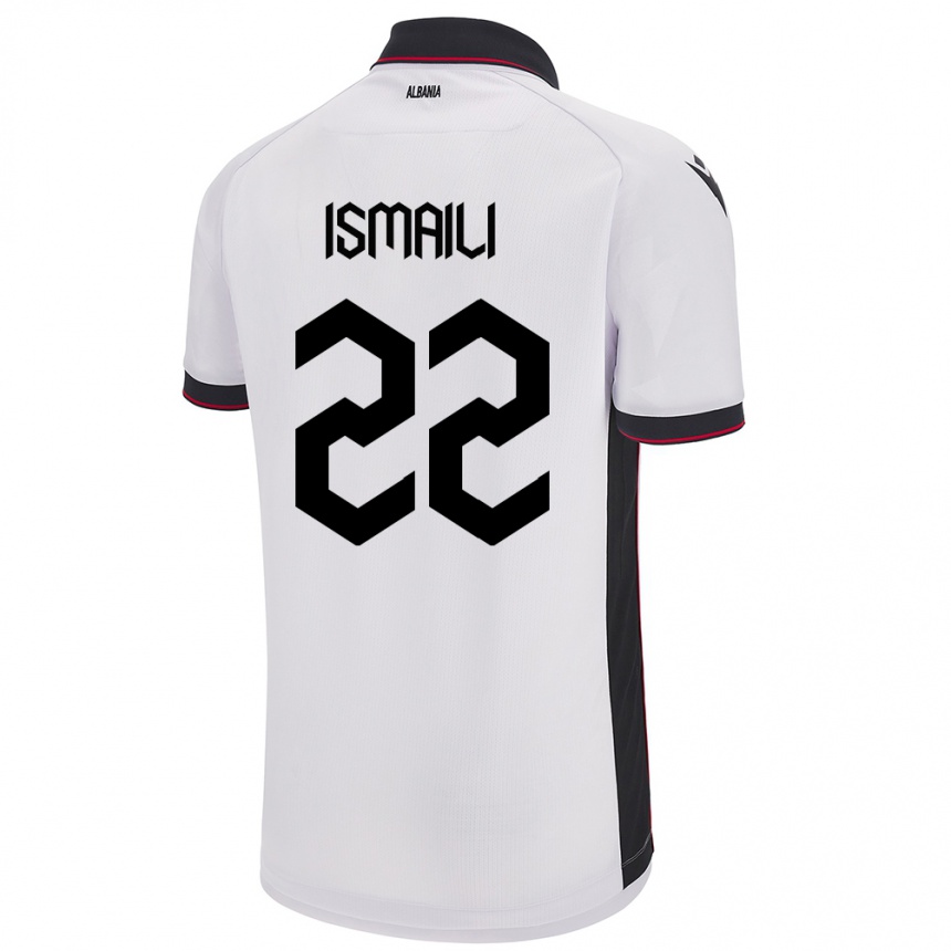 נשים כדורגל אלבניה Ysni Ismaili #22 לבן הרחק ג'רזי 24-26