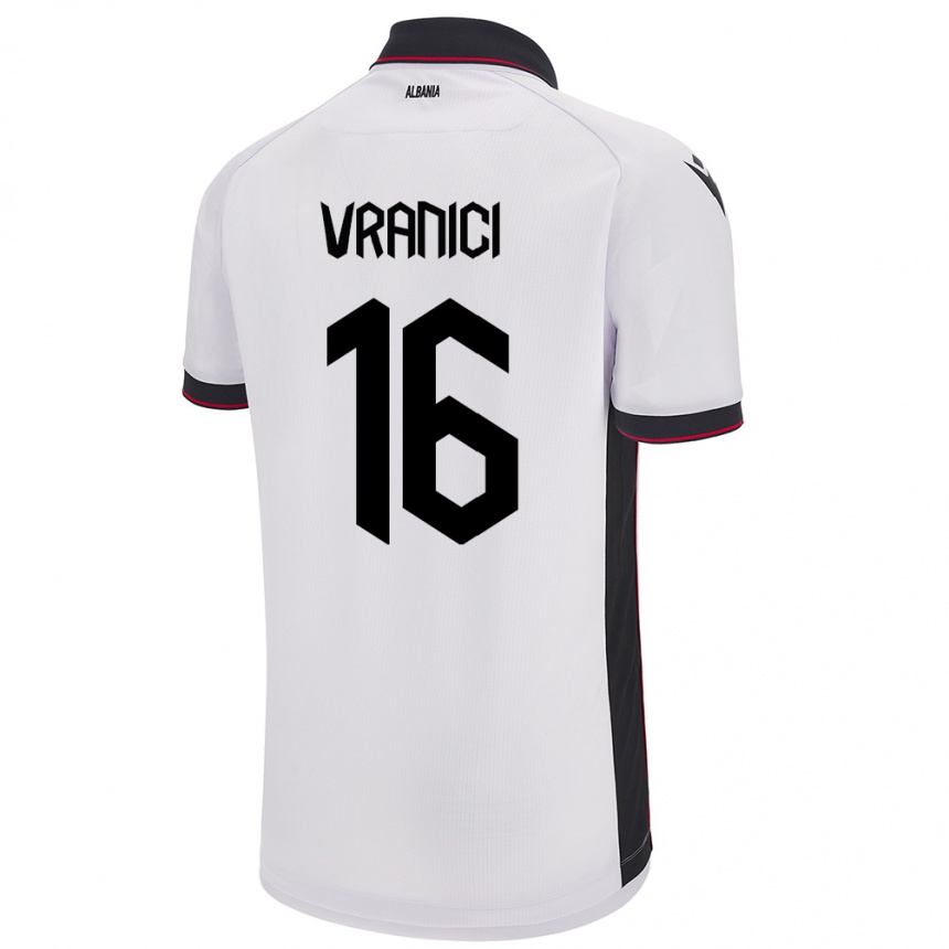 נשים כדורגל אלבניה Dean Vranici #16 לבן הרחק ג'רזי 24-26
