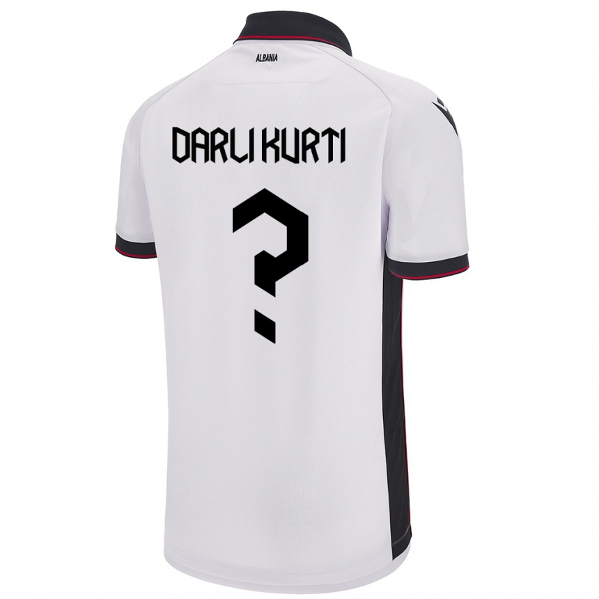 נשים כדורגל אלבניה Darli Kurti #0 לבן הרחק ג'רזי 24-26