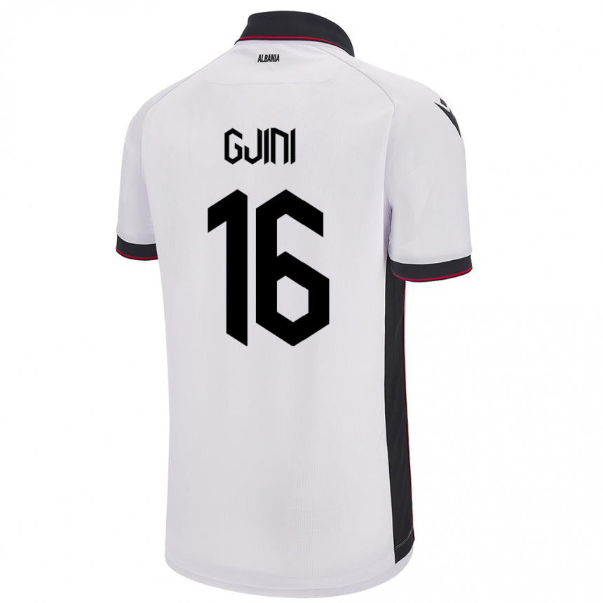 נשים כדורגל אלבניה Luçije Gjini #16 לבן הרחק ג'רזי 24-26