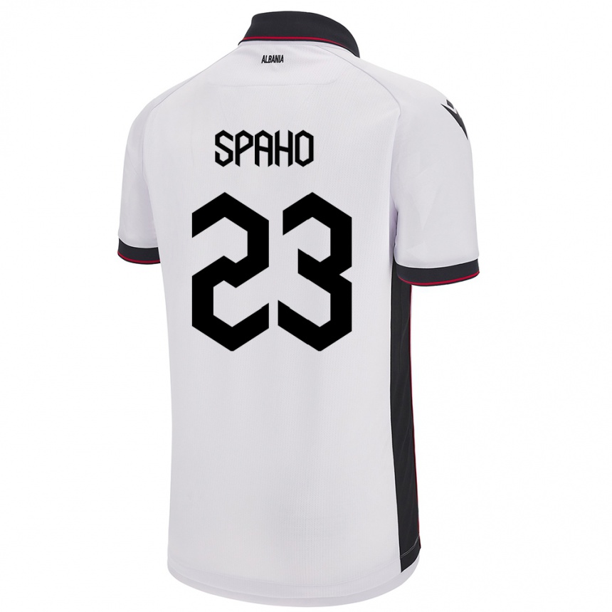 נשים כדורגל אלבניה Klesjana Spaho #23 לבן הרחק ג'רזי 24-26