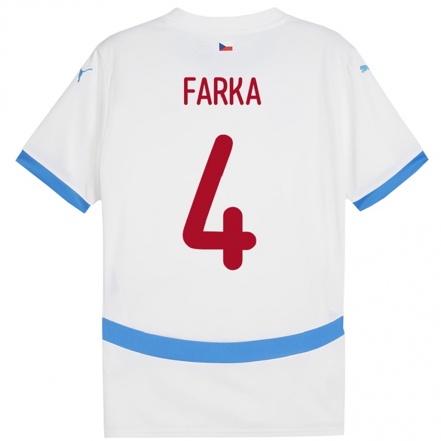 נשים כדורגל צ'כיה Dominik Farka #4 לבן הרחק ג'רזי 24-26