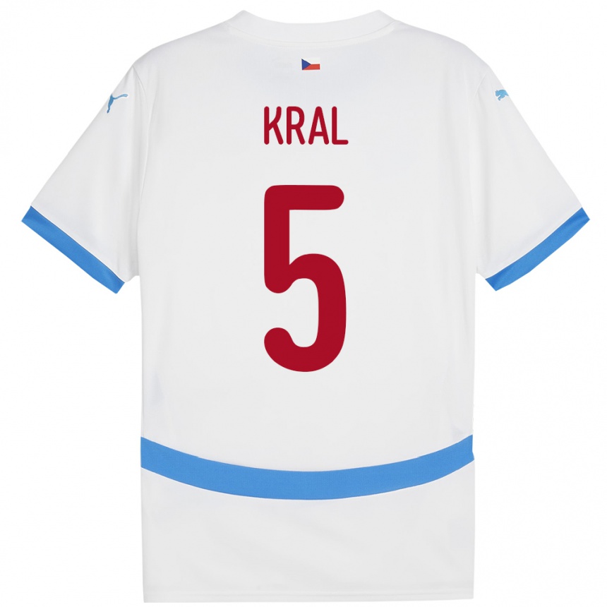 נשים כדורגל צ'כיה Tomas Kral #5 לבן הרחק ג'רזי 24-26