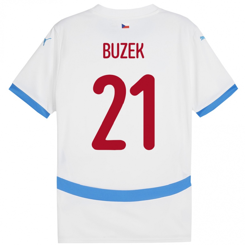 נשים כדורגל צ'כיה Alexandr Buzek #21 לבן הרחק ג'רזי 24-26
