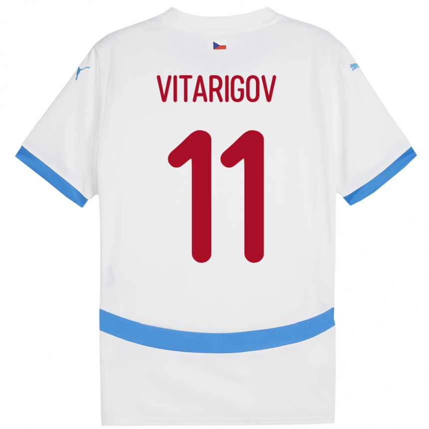 נשים כדורגל צ'כיה Arsen Vitarigov #11 לבן הרחק ג'רזי 24-26