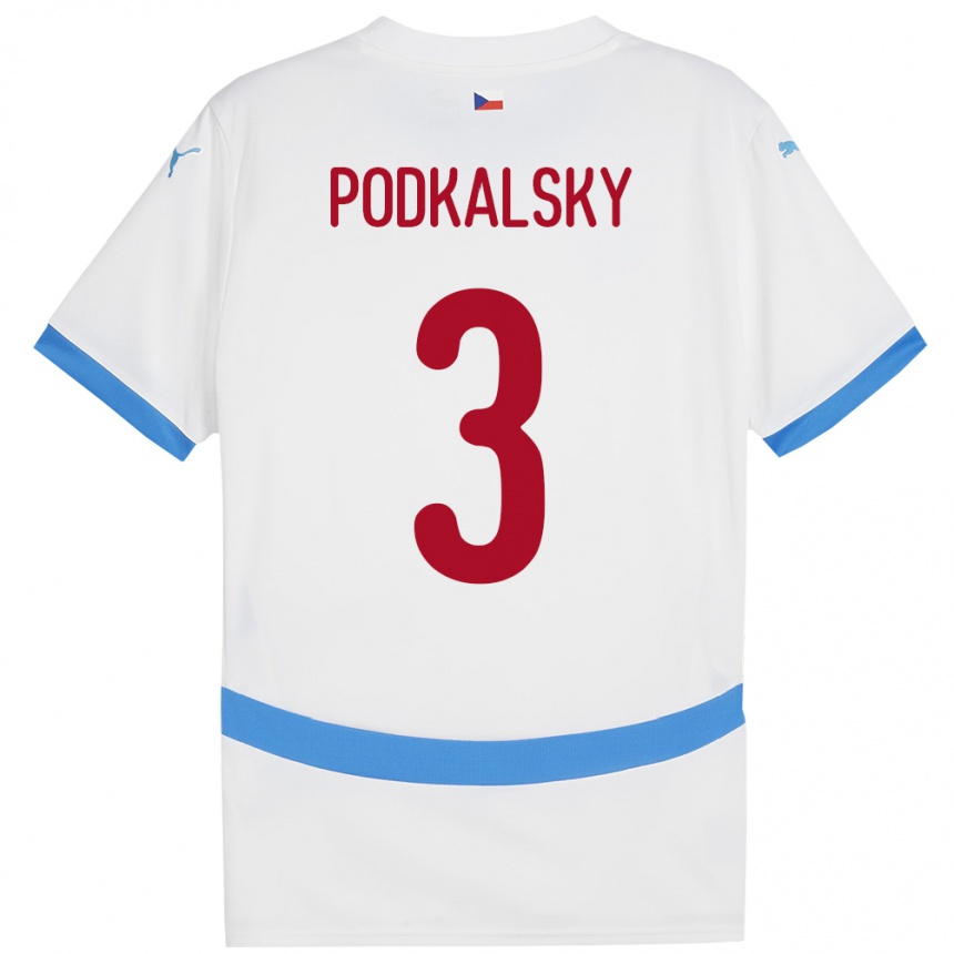 נשים כדורגל צ'כיה Jakub Podkalsky #3 לבן הרחק ג'רזי 24-26