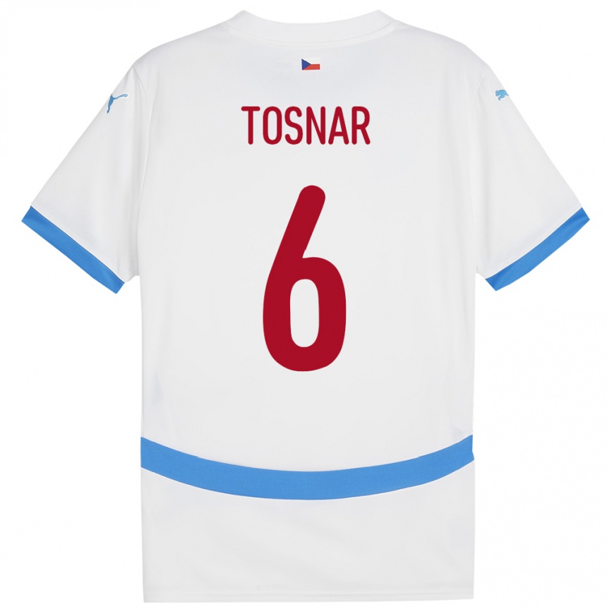 נשים כדורגל צ'כיה Jakub Tosnar #6 לבן הרחק ג'רזי 24-26