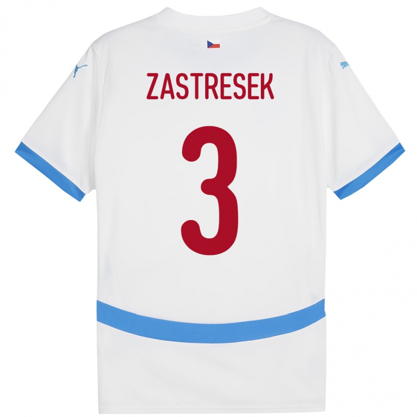 נשים כדורגל צ'כיה Matous Zastresek #3 לבן הרחק ג'רזי 24-26
