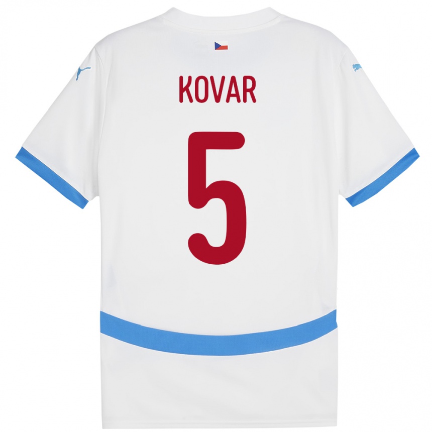 נשים כדורגל צ'כיה Martin Kovar #5 לבן הרחק ג'רזי 24-26