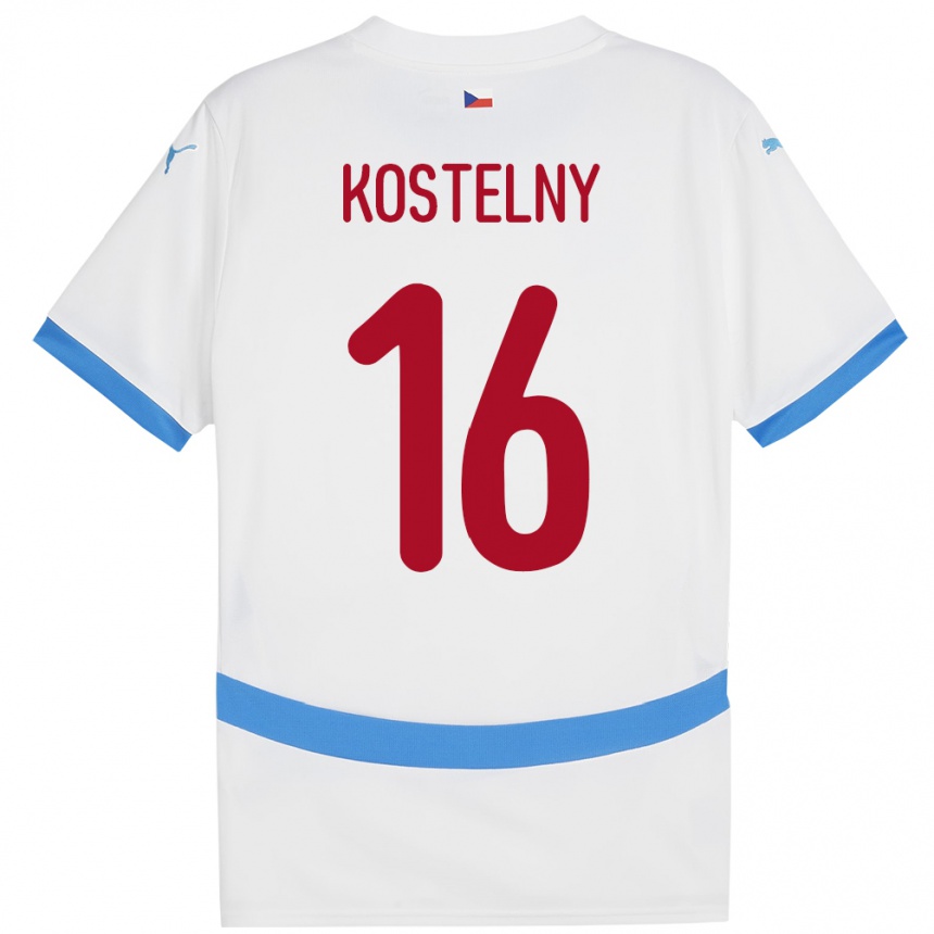 נשים כדורגל צ'כיה Krystof Kostelny #16 לבן הרחק ג'רזי 24-26