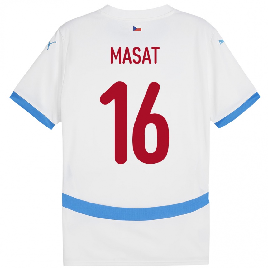 נשים כדורגל צ'כיה Jakub Masat #16 לבן הרחק ג'רזי 24-26