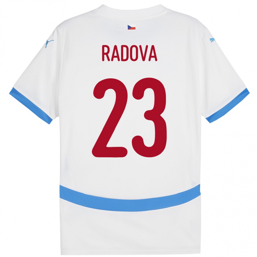 נשים כדורגל צ'כיה Michaela Radová #23 לבן הרחק ג'רזי 24-26