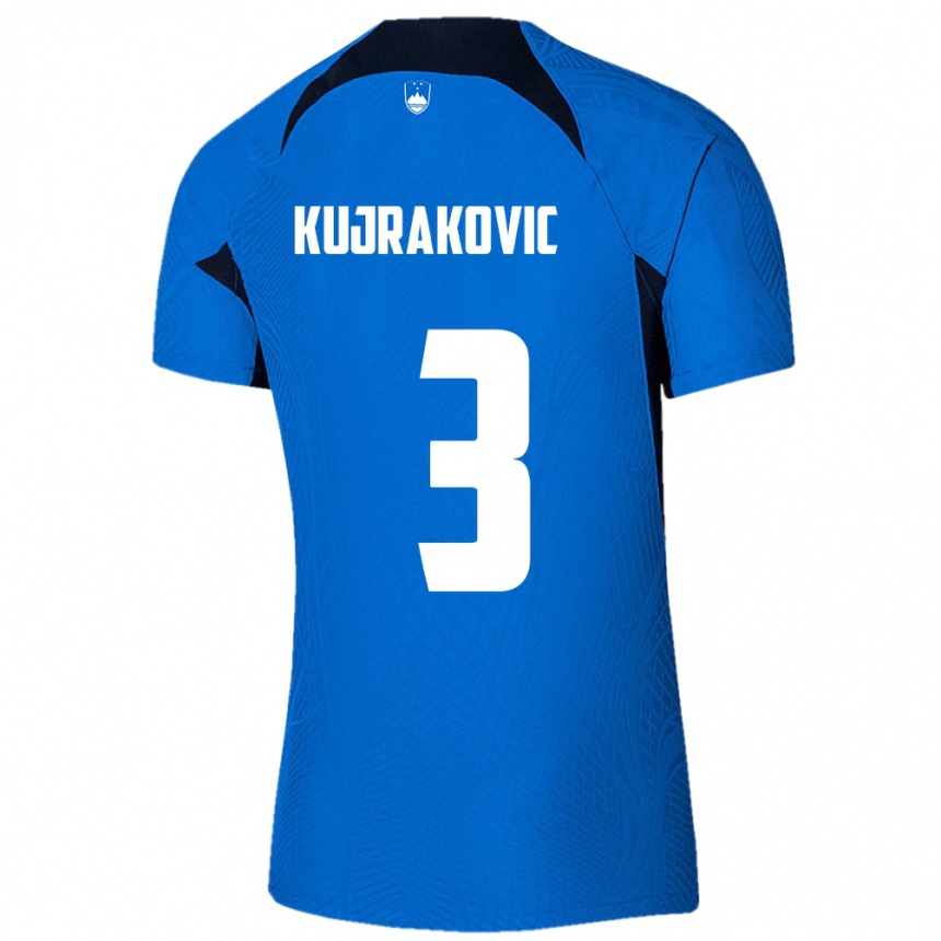 נשים כדורגל סלובניה Minel Kujrakovic #3 כְּחוֹל הרחק ג'רזי 24-26