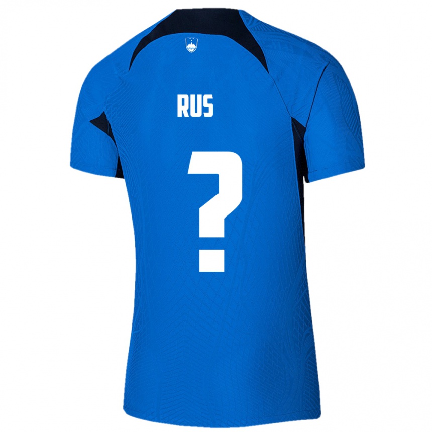 נשים כדורגל סלובניה Luka Rus #0 כְּחוֹל הרחק ג'רזי 24-26