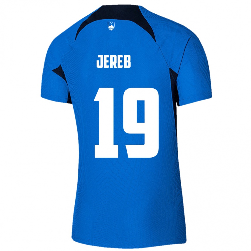 נשים כדורגל סלובניה David Jereb #19 כְּחוֹל הרחק ג'רזי 24-26