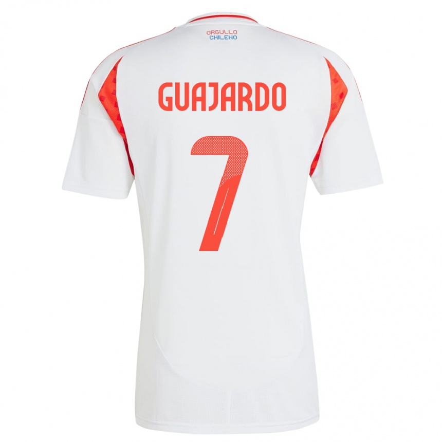נשים כדורגל צ'ילה Paolo Guajardo #7 לבן הרחק ג'רזי 24-26
