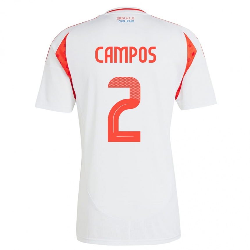 נשים כדורגל צ'ילה Víctor Campos #2 לבן הרחק ג'רזי 24-26