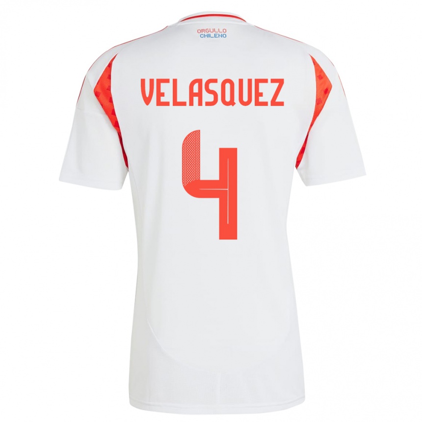נשים כדורגל צ'ילה Lucas Velásquez #4 לבן הרחק ג'רזי 24-26