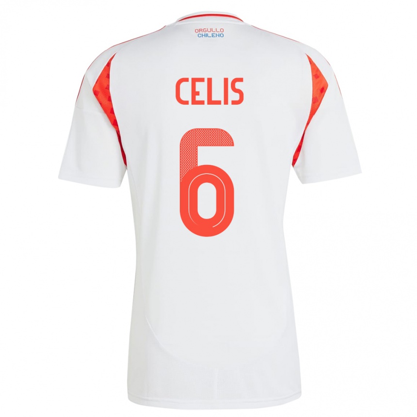 נשים כדורגל צ'ילה Milovan Celis #6 לבן הרחק ג'רזי 24-26