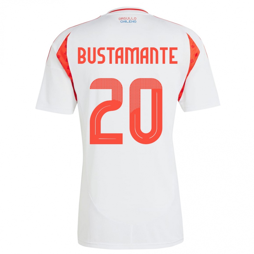 נשים כדורגל צ'ילה Paloma Bustamante #20 לבן הרחק ג'רזי 24-26