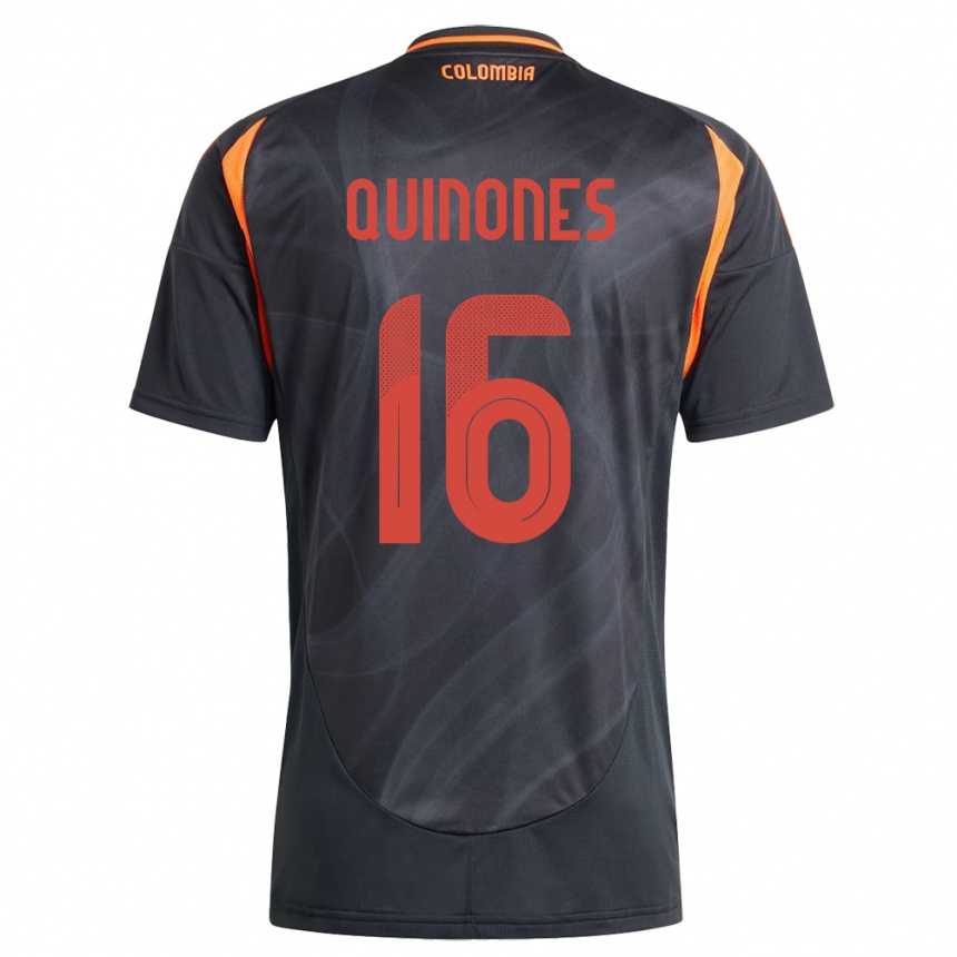 נשים כדורגל קולומביה Nelson Quiñónes #16 שָׁחוֹר הרחק ג'רזי 24-26