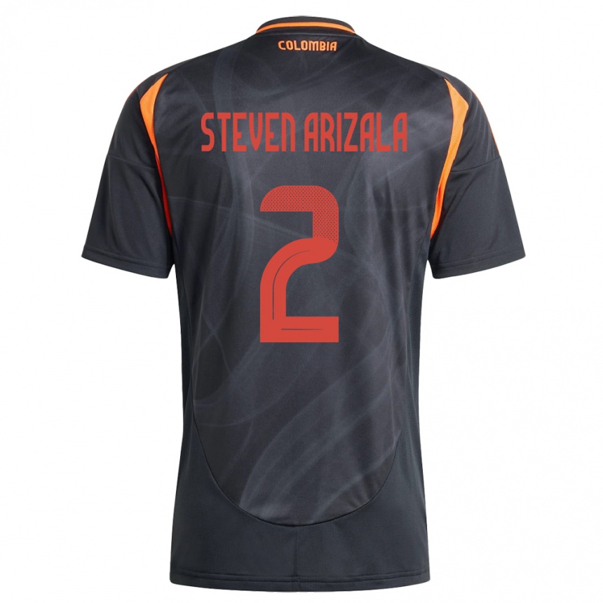 נשים כדורגל קולומביה Elver Steven Arizala #2 שָׁחוֹר הרחק ג'רזי 24-26