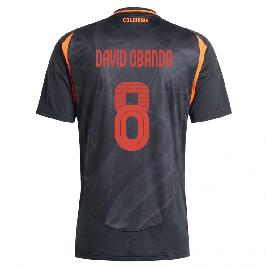 נשים כדורגל קולומביה Juan David Obando #8 שָׁחוֹר הרחק ג'רזי 24-26