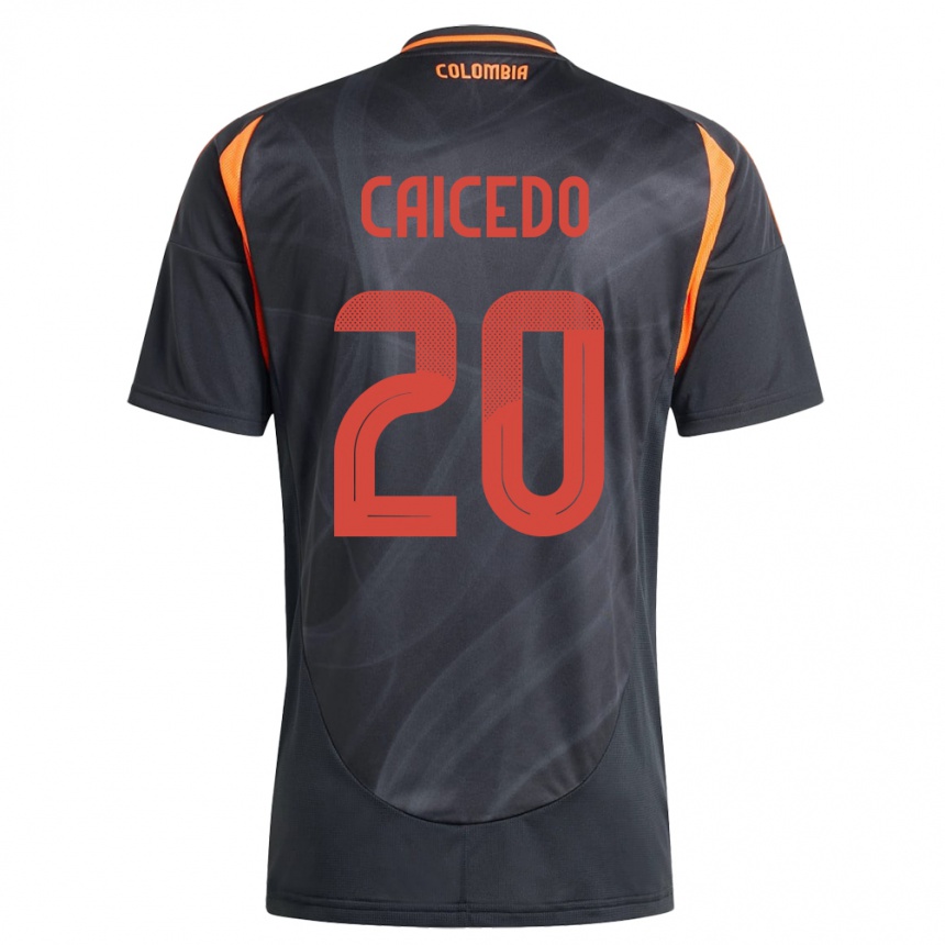 נשים כדורגל קולומביה Brayan Caicedo #20 שָׁחוֹר הרחק ג'רזי 24-26