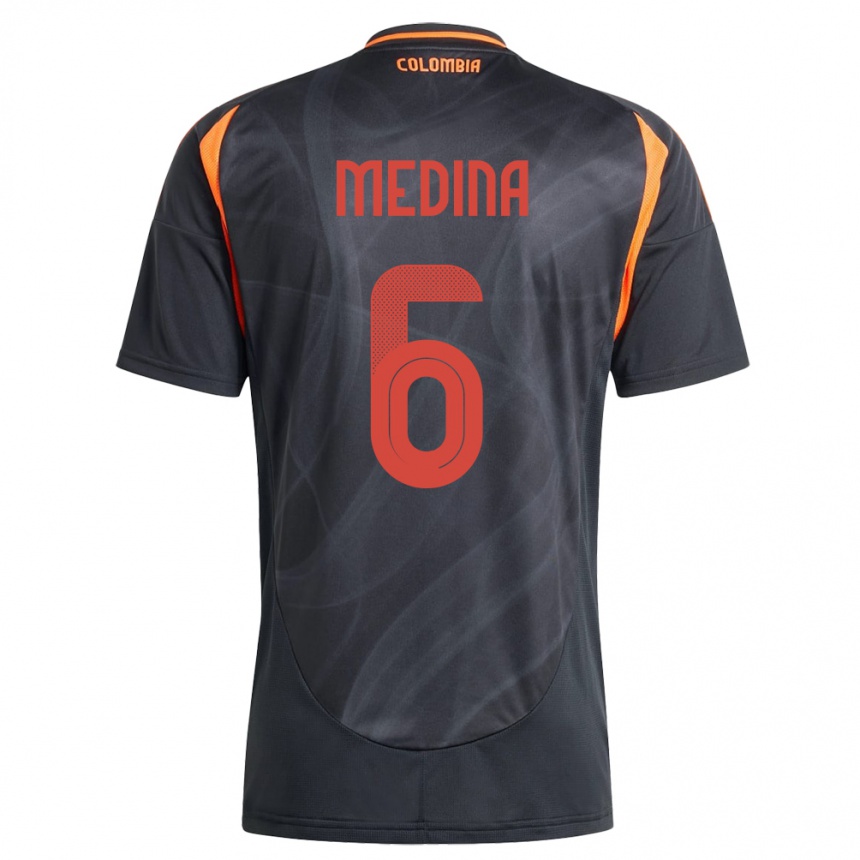 נשים כדורגל קולומביה Paula Medina #6 שָׁחוֹר הרחק ג'רזי 24-26