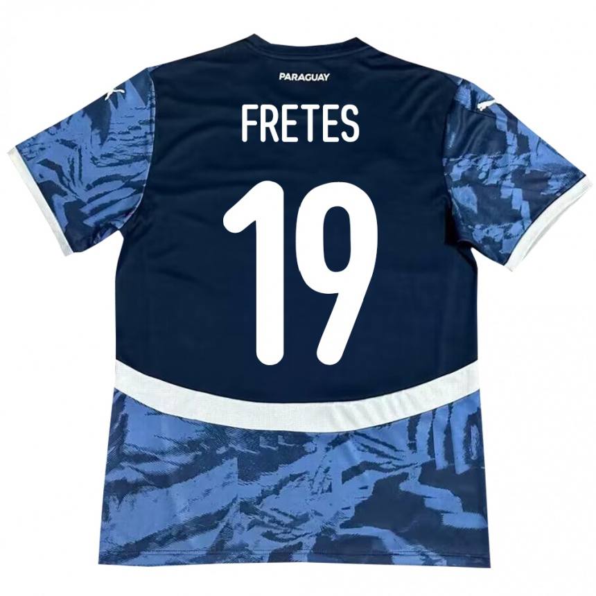 נשים כדורגל פרגוואי Alexis Fretes #19 כְּחוֹל הרחק ג'רזי 24-26