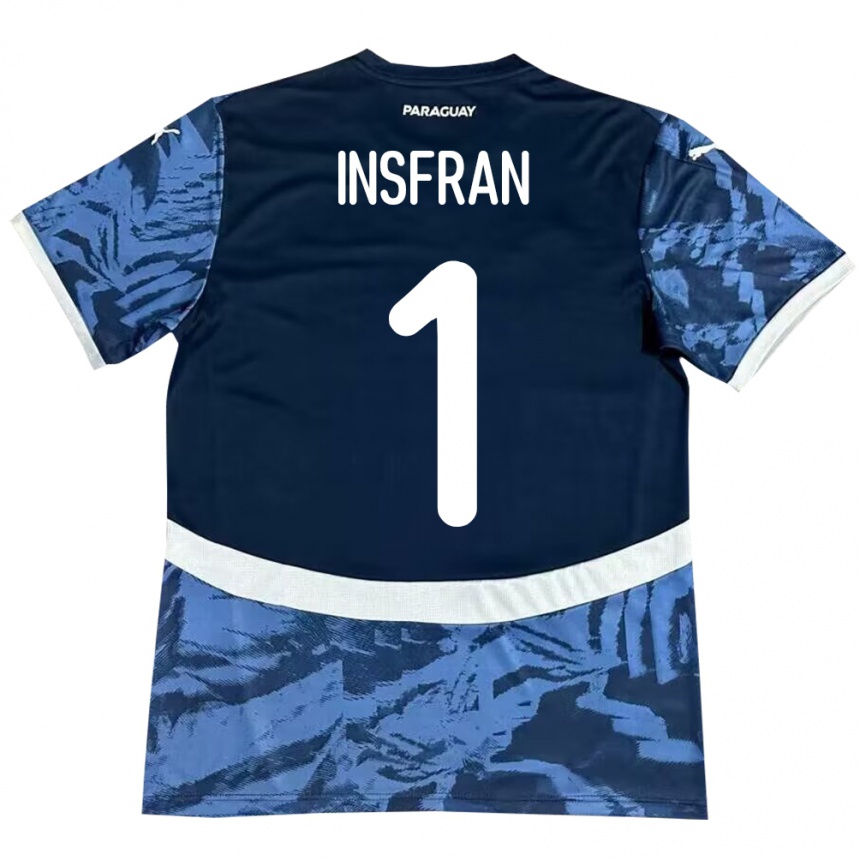 נשים כדורגל פרגוואי Facundo Insfrán #1 כְּחוֹל הרחק ג'רזי 24-26