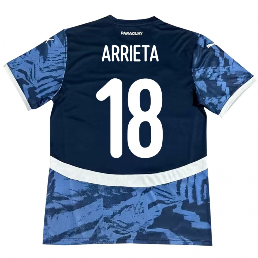 נשים כדורגל פרגוואי Camila Arrieta #18 כְּחוֹל הרחק ג'רזי 24-26