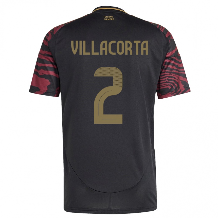 נשים כדורגל פרו Anderson Villacorta #2 שָׁחוֹר הרחק ג'רזי 24-26