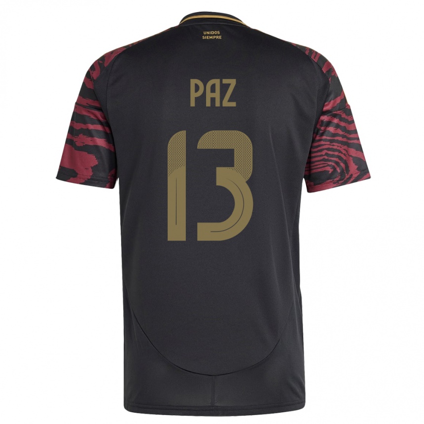 נשים כדורגל פרו Braidy Paz #13 שָׁחוֹר הרחק ג'רזי 24-26