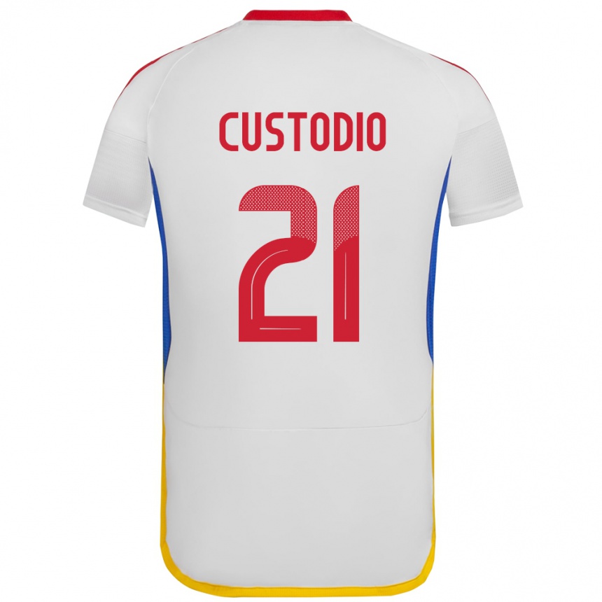 נשים כדורגל ונצואלה Alex Custodio #21 לבן הרחק ג'רזי 24-26