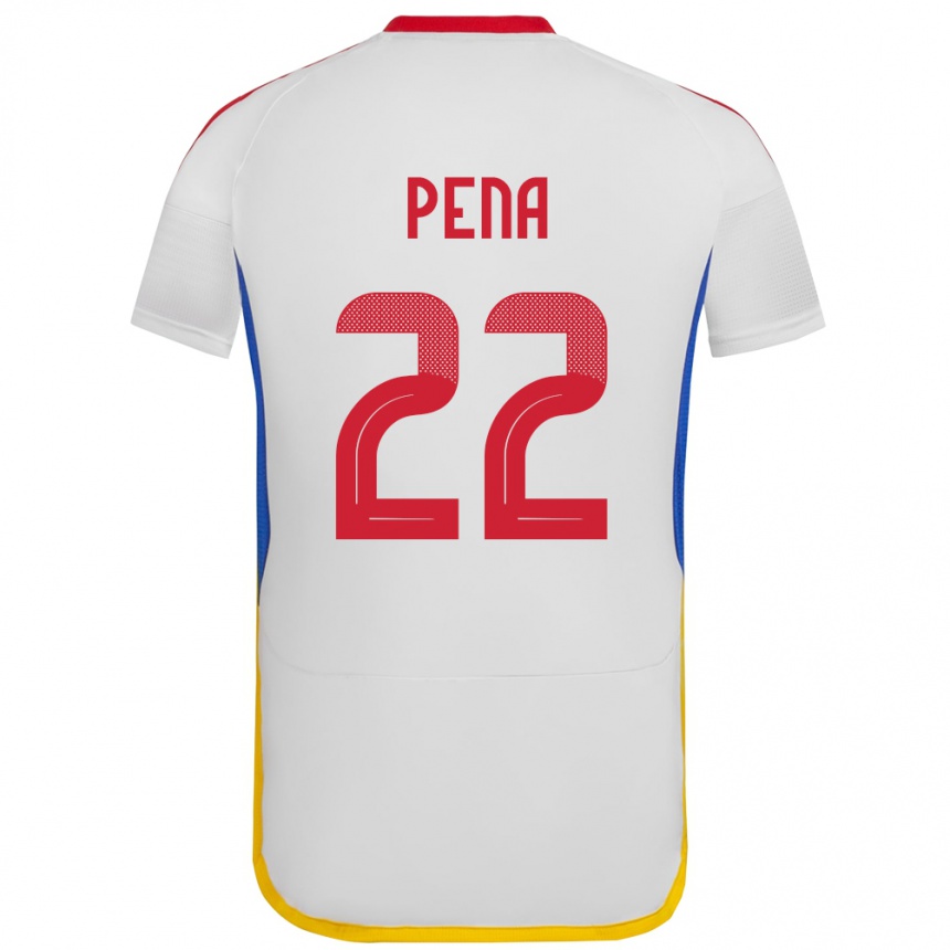 נשים כדורגל ונצואלה Lewuis Peña #22 לבן הרחק ג'רזי 24-26