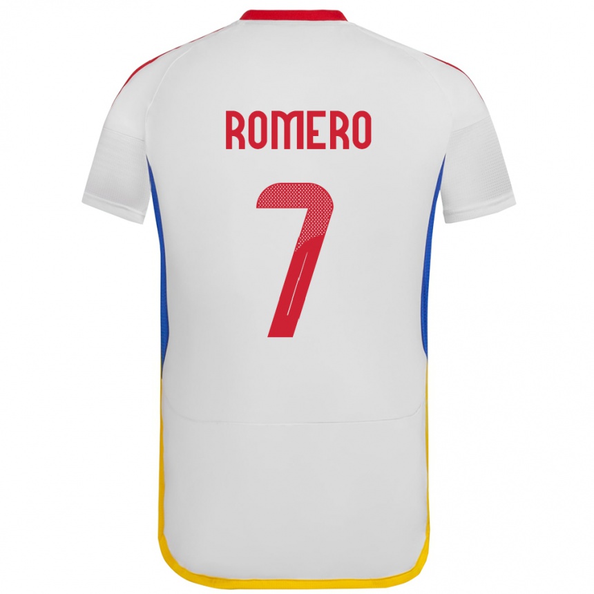 נשים כדורגל ונצואלה Leenhan Romero #7 לבן הרחק ג'רזי 24-26